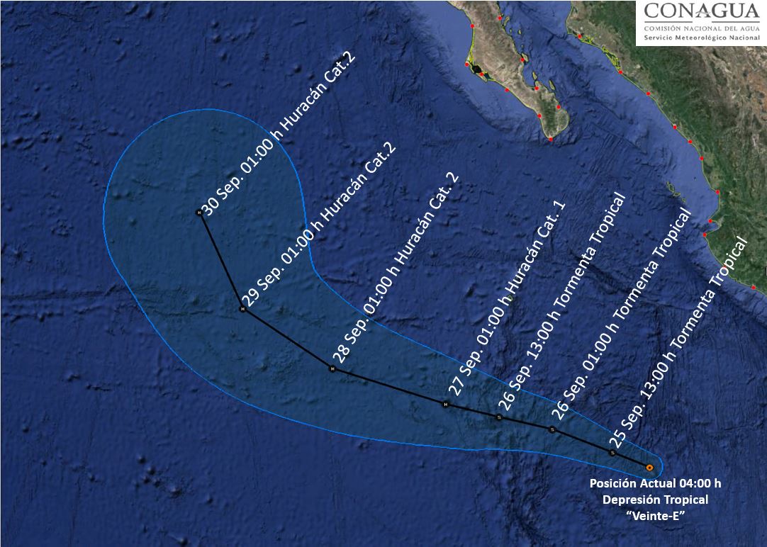 Se forma depresión tropical al suroeste de las costas de Colima - depresion-tropical-e