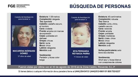 Desaparecen abuela y su nieta en San Luis Potosí - desaparecidos-san-luis-potosi