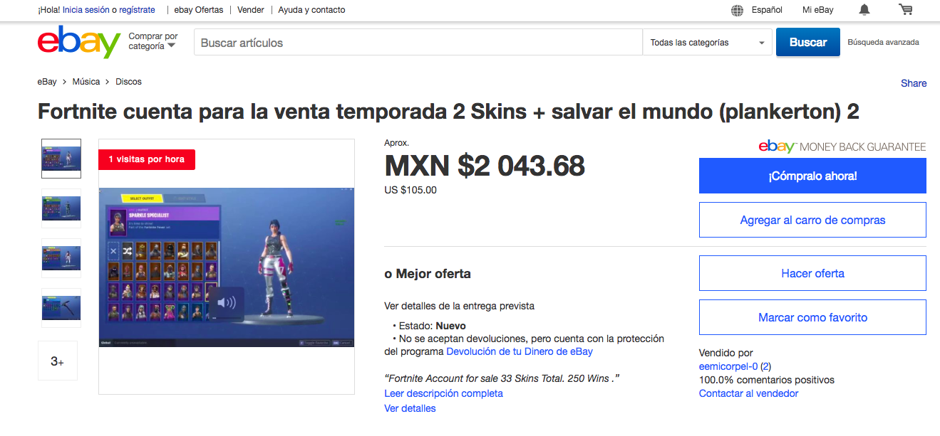 Así funciona el "mercado negro" de 'Fornite' - fornite-cuenta-ebay-venta