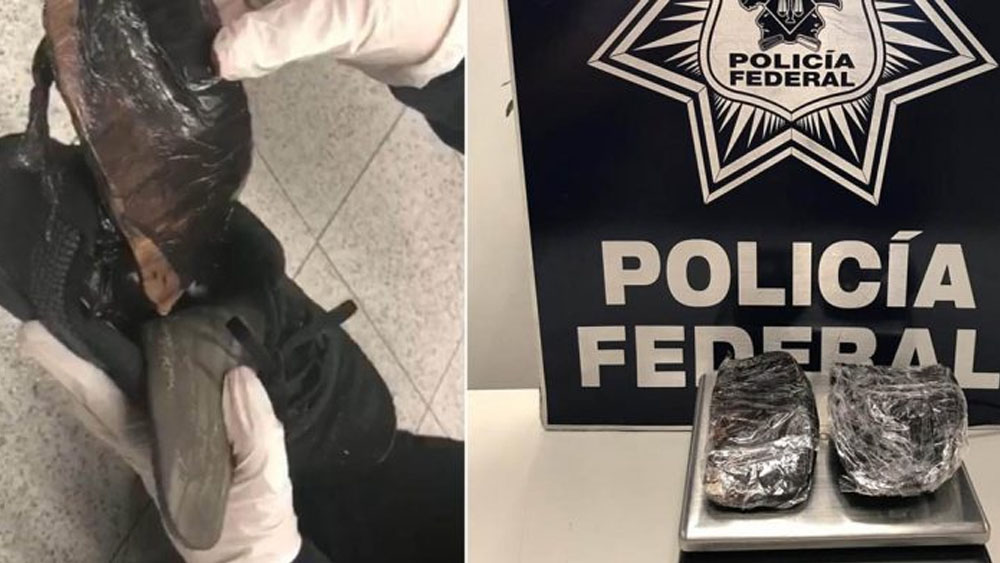 Detienen en el AICM a mujer que ocultaba heroína en sus tenis Detienen en el AICM a mujer que ocultaba heroína en sus tenis