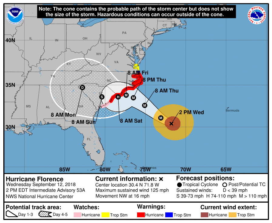 Florence se debilita a huracán categoría 3, pero mantiene potencial catastrófico - huracan-florence-1