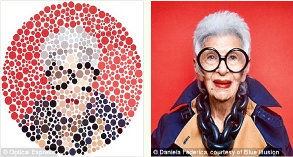 El test con celebridades y puntos para detectar daltonismo - iris-apfel