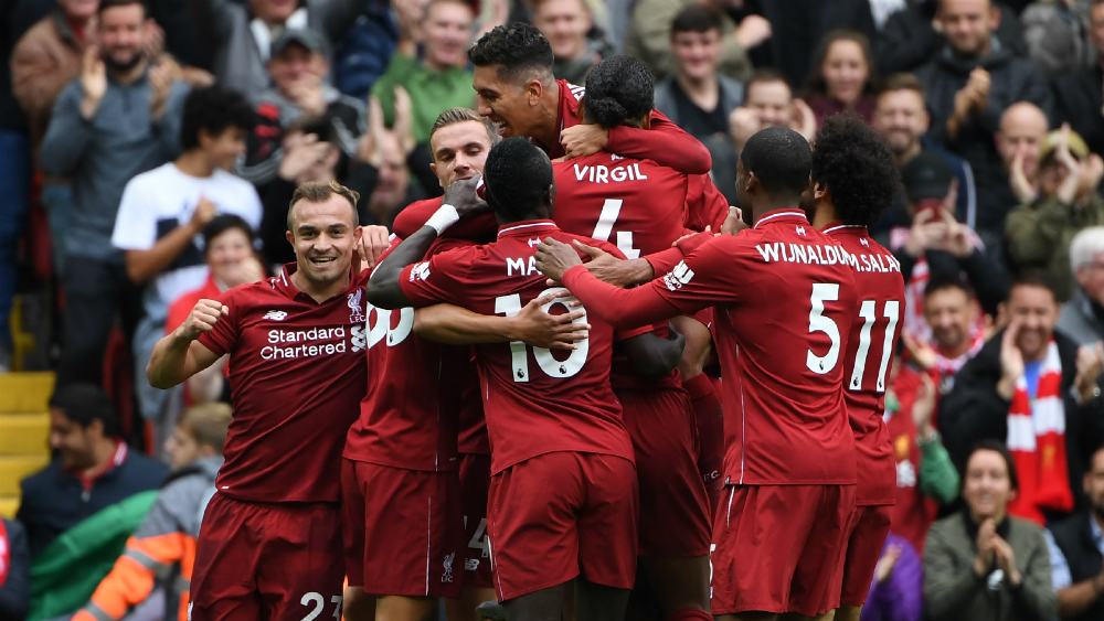 Mohamed Salah firma victoria de Liverpool y lideran Premier League - liverpool-celebracion