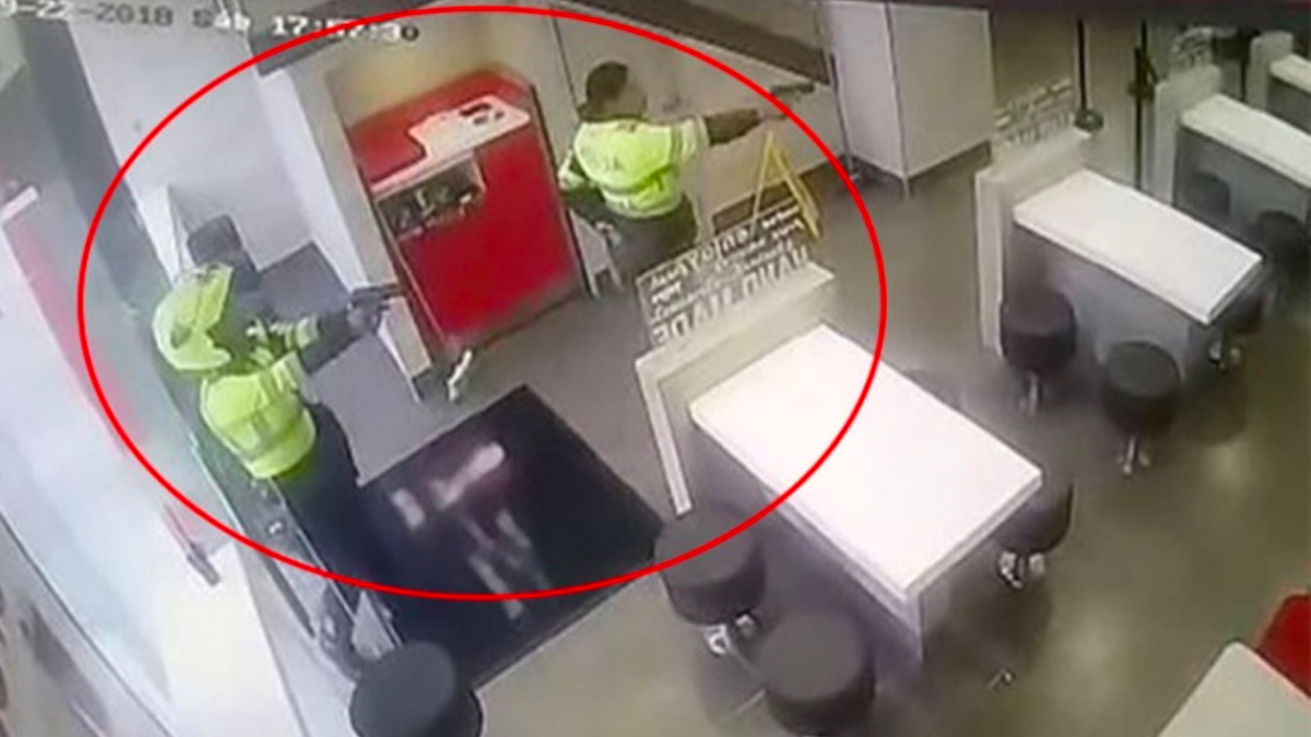 #Video Mujeres policías frustran asalto a restaurante de comida rápida
