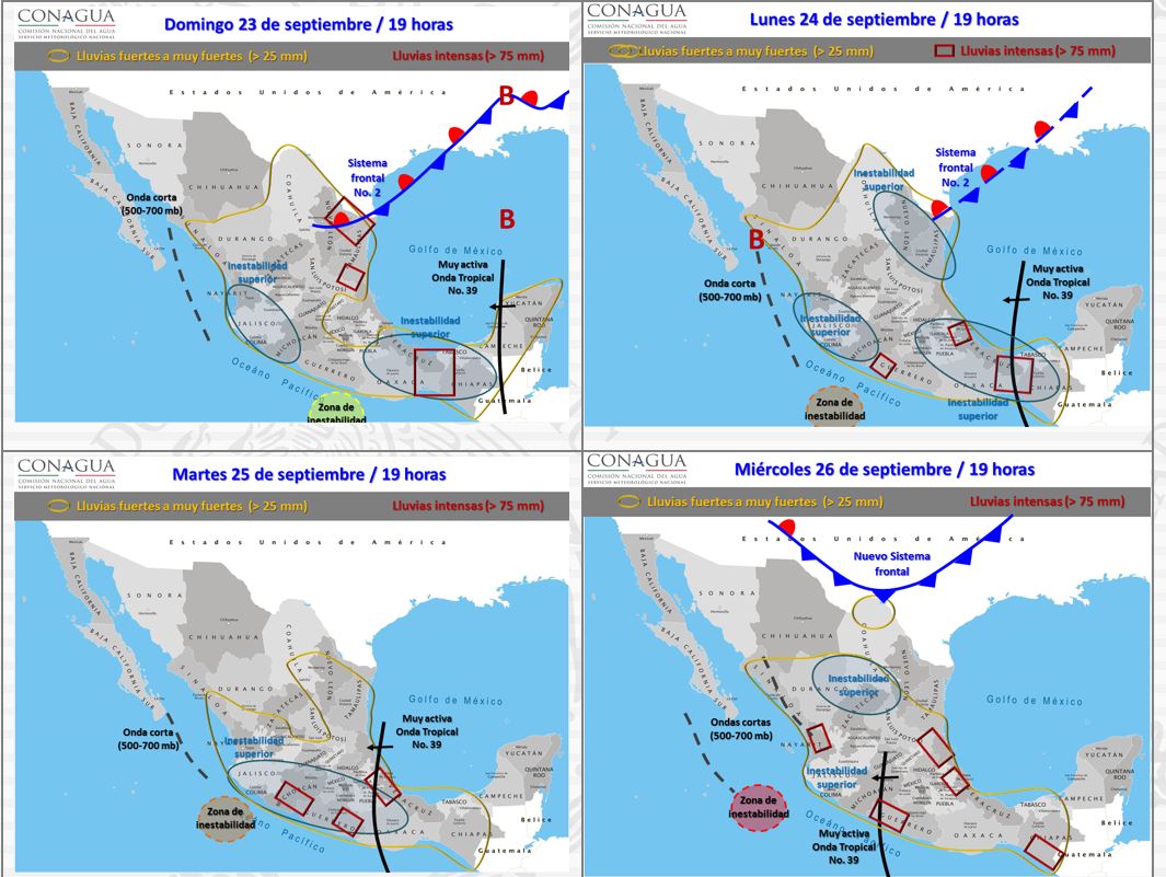 Frente frío 2 afectará el norte y noreste del país - pronostico-domingo-23