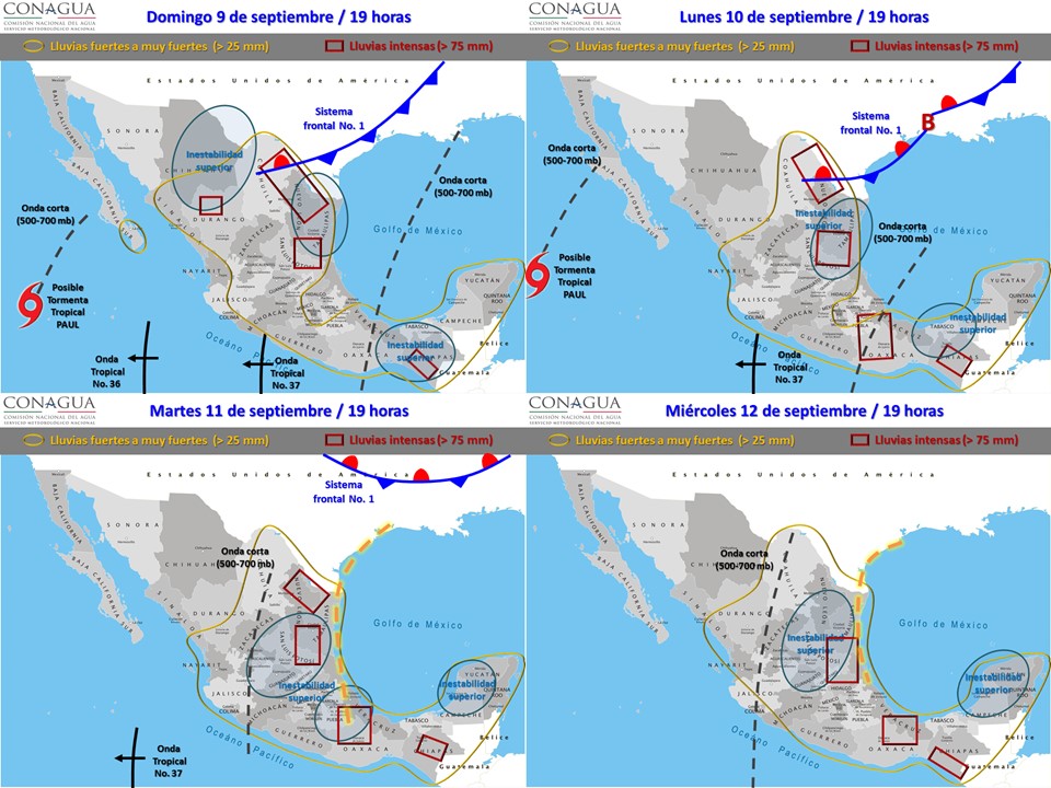 Frente frío 1 afectará el noreste del país - pronostico-domingo-9