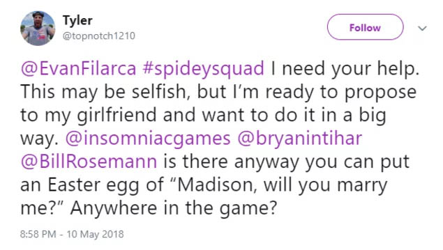 Propuesta de matrimonio escondida en juego de Spider-Man fracasa - spiderman-videojuego-matrimonio