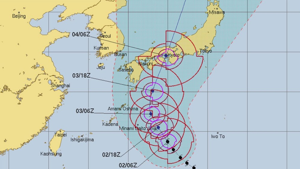 Tifón Jebi se acerca a las costas de Japón