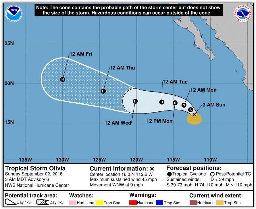 Se forma la tormenta tropical Olivia en el Pacífico - tormenta-tropical-olivia