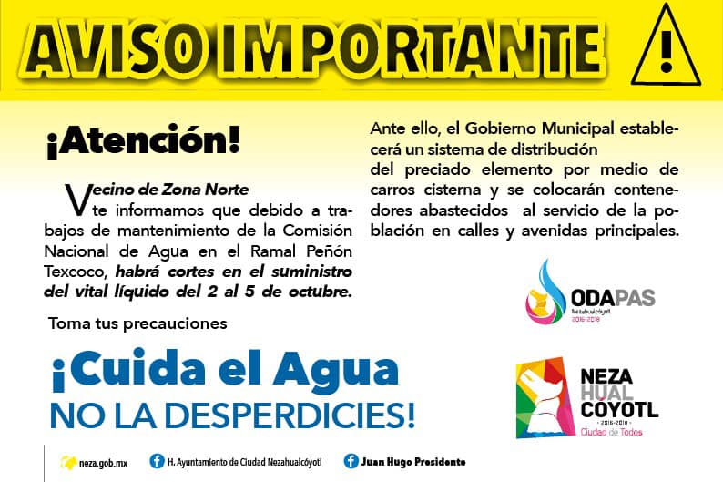Suspenden suministro de agua en 17 colonias de Nezahualcóyotl - agua-neza