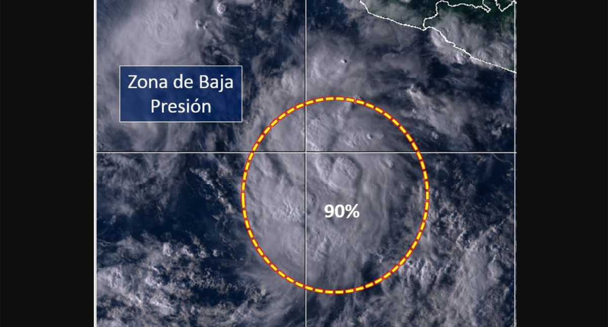 Alertan por baja presión con potencial de desarrollo ciclónico en cosas de Michoacán y Guerrero