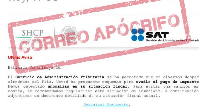 Denuncian correos apócrifos haciéndose pasar por el SAT - correo-apocrifo-sat