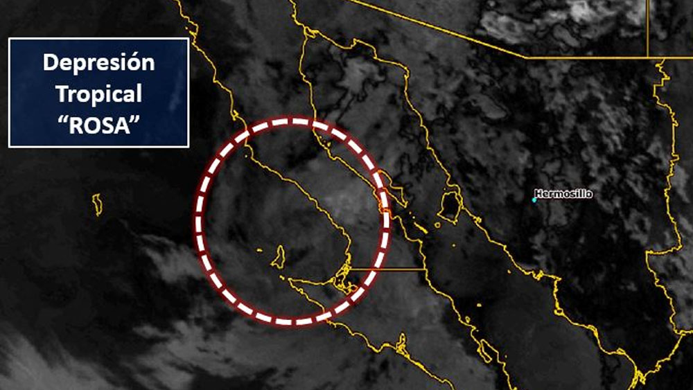 Depresión tropical  Rosa se localiza en tierra sobre Baja California