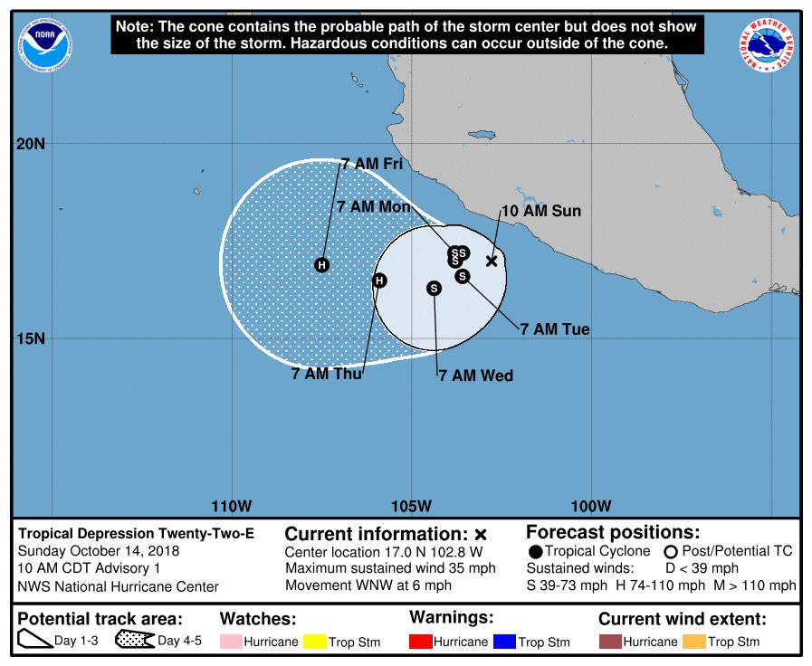 Se forma la depresión tropical 22-E en el Pacífico - depresion-tropical-22-e