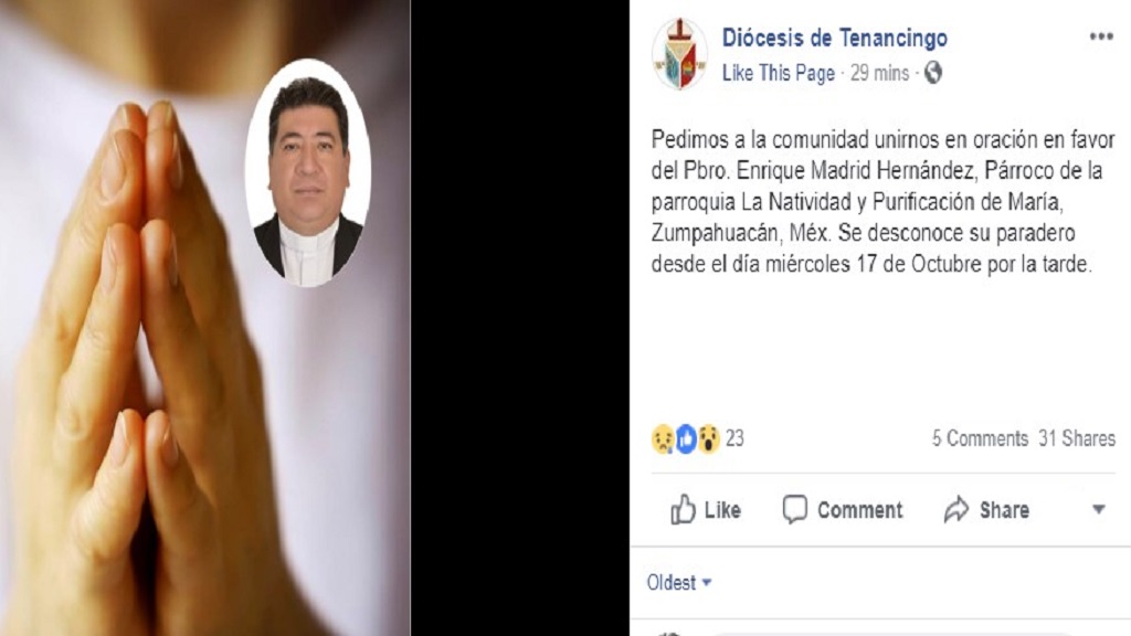 Desaparece párroco en el municipio mexiquense de Texcaltitlán - diocesis-de-tenancingo