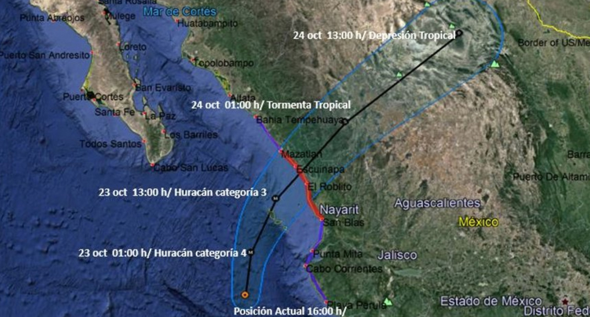 Willa impactaría México como huracán categoría 3