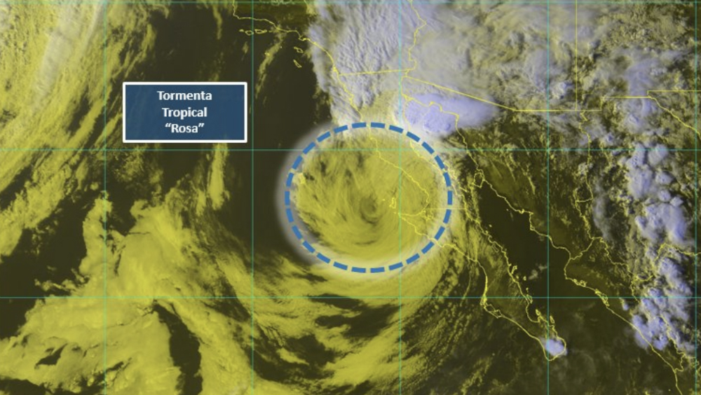 Tormenta tropical Rosa se localiza a 60 kilómetros de Baja California