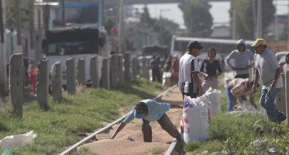 Vecinos arman rapiña de trigo por tren varado en Puebla - vecinos-arman-rapina-de-trigo-en-tren-varado-en-puebla