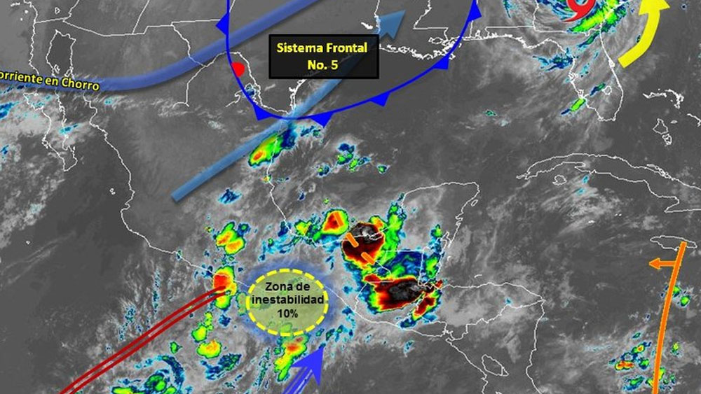 Zona de inestabilidad con potencial ciclónico frente a costas de Oaxaca