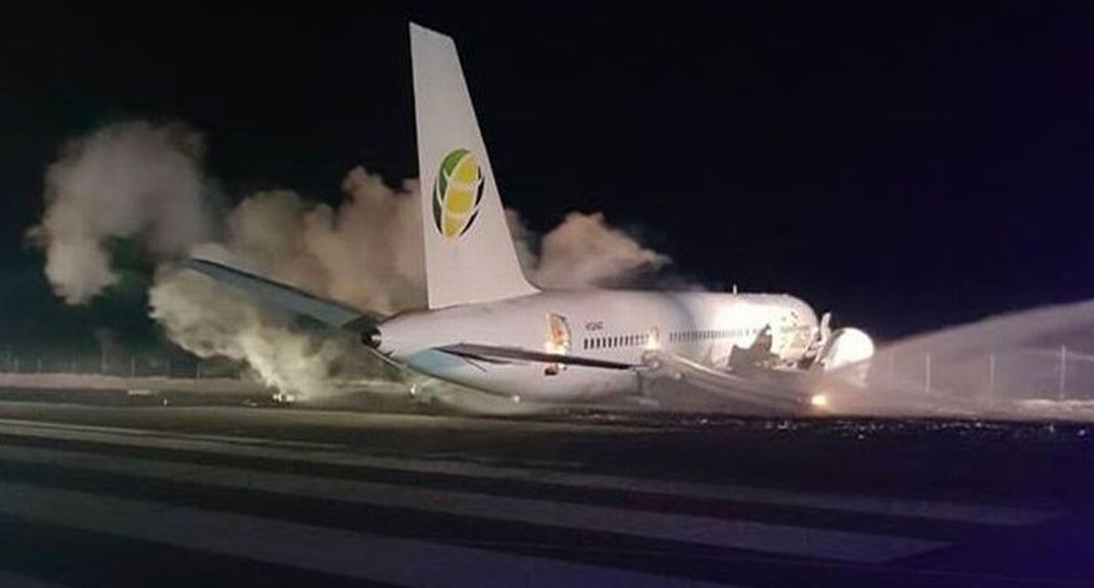 Aterrizaje forzoso en aeropuerto de Guyana deja seis heridos