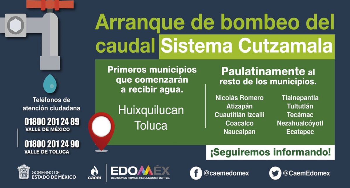 Suministro de agua en el Edomex se normalizará este jueves - agua-caem
