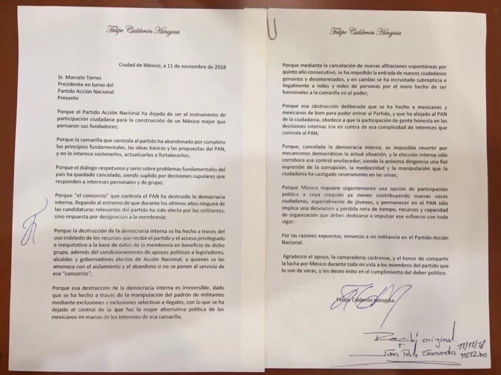 Felipe Calderón renuncia al PAN - caderon