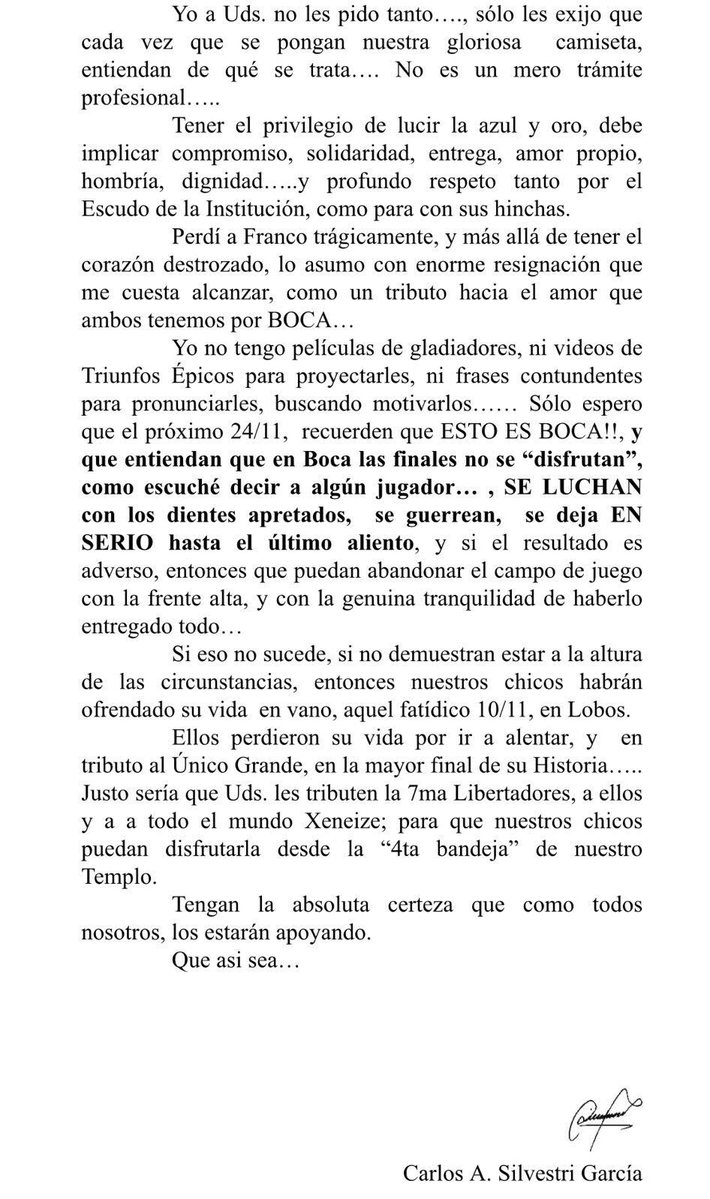 La carta de padre de víctima de accidente a jugadores de Boca Juniors - carta-boca2