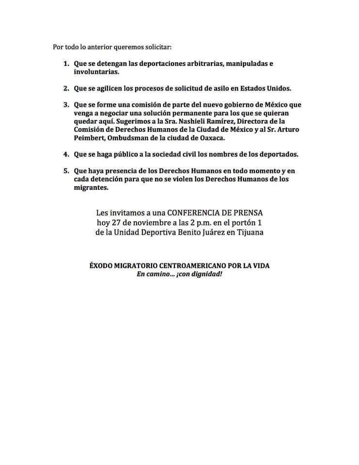 Si regresamos a nuestros países, nos van a matar: grupo de migrantes - comunicado-grupo-migrantes-2