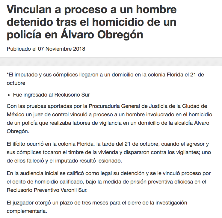 Vinculan a proceso a involucrado en asesinato a guardia de Norberto Rivera - comunicado-norberto-rivera-vinculacion-a-proceso