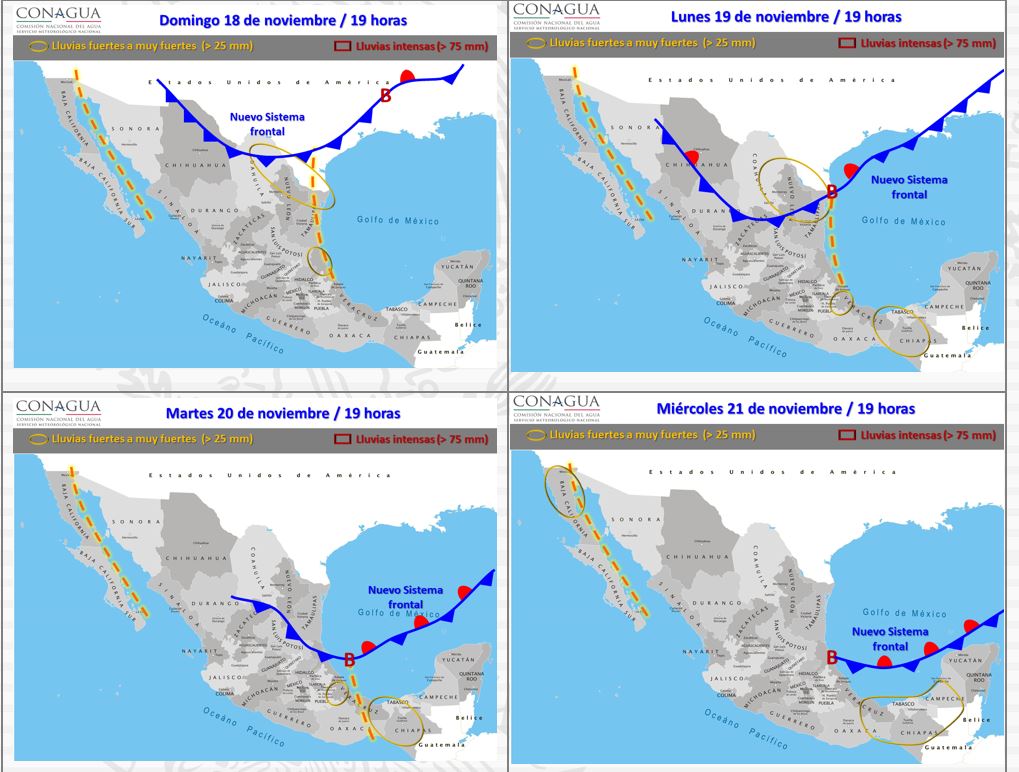 Frente frío provocará tormentas en el norte y noreste de México - domingo-18-de-nov