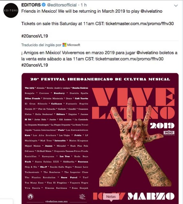 Anuncian cartel del Vive Latino 2019 - editors-vive-latino