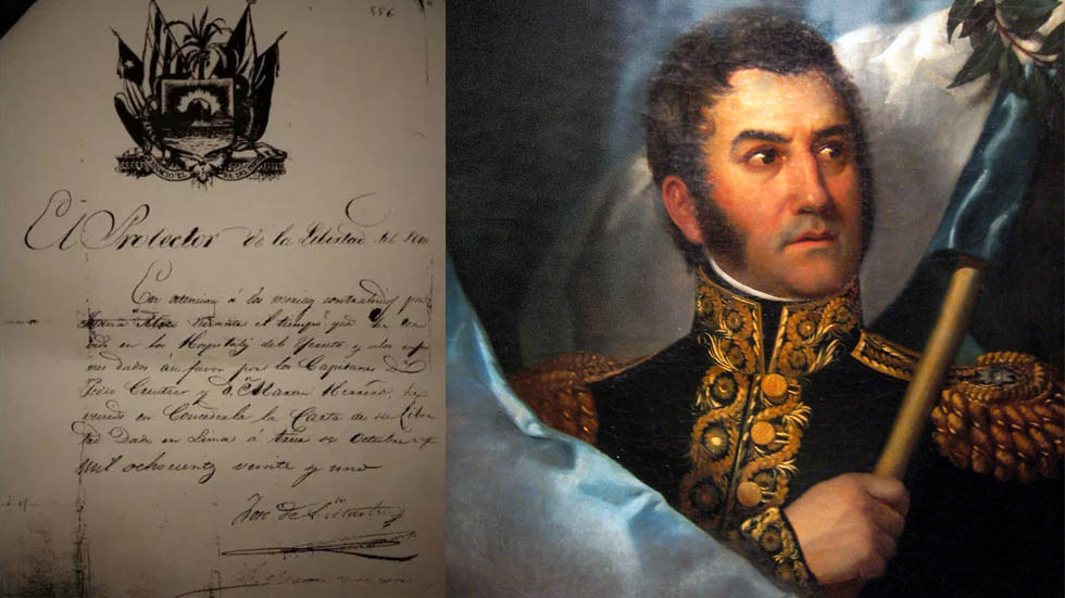 Roban manuscrito del libertador José de San Martín en Lima