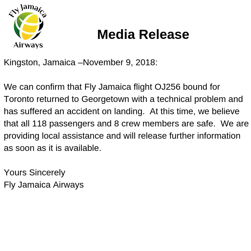 Aterrizaje forzoso en aeropuerto de Guyana deja seis heridos - mediarelease