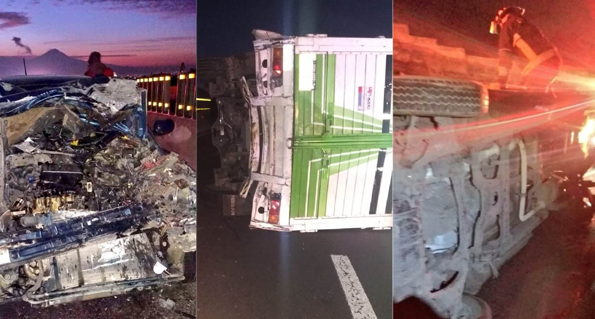 Choque con volcadura deja tres heridos en la México-Puebla