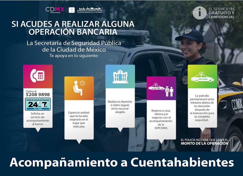 SSP-CDMX ofrece escolta para retirar dinero en bancos - acompanamiento-a-cuentahabiente