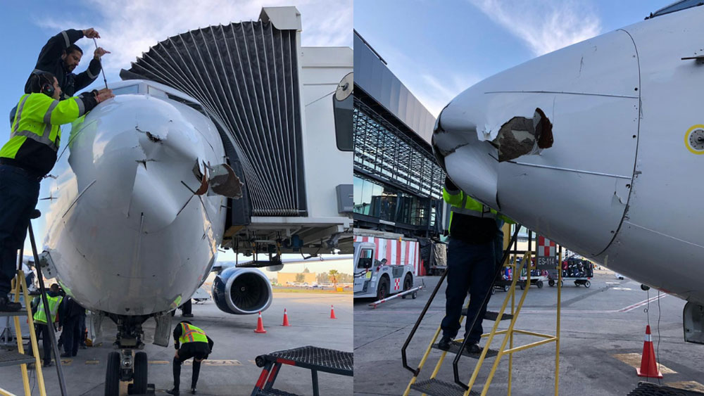 Dron impacta avión de Aeroméxico en Tijuana