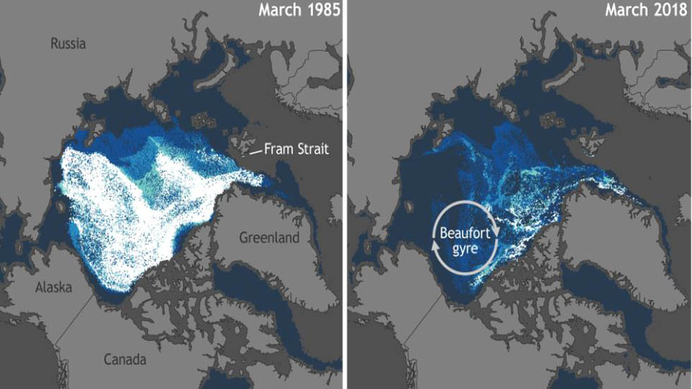 El Ártico vivió en 2018 su segundo año más caluroso - comparativo-de-hielo-en-el-artico