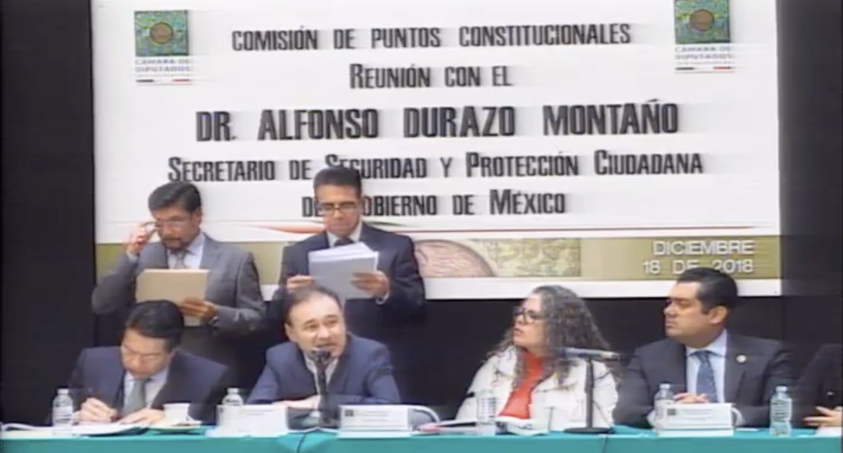 Comparece Alfonso Durazo ante Diputados