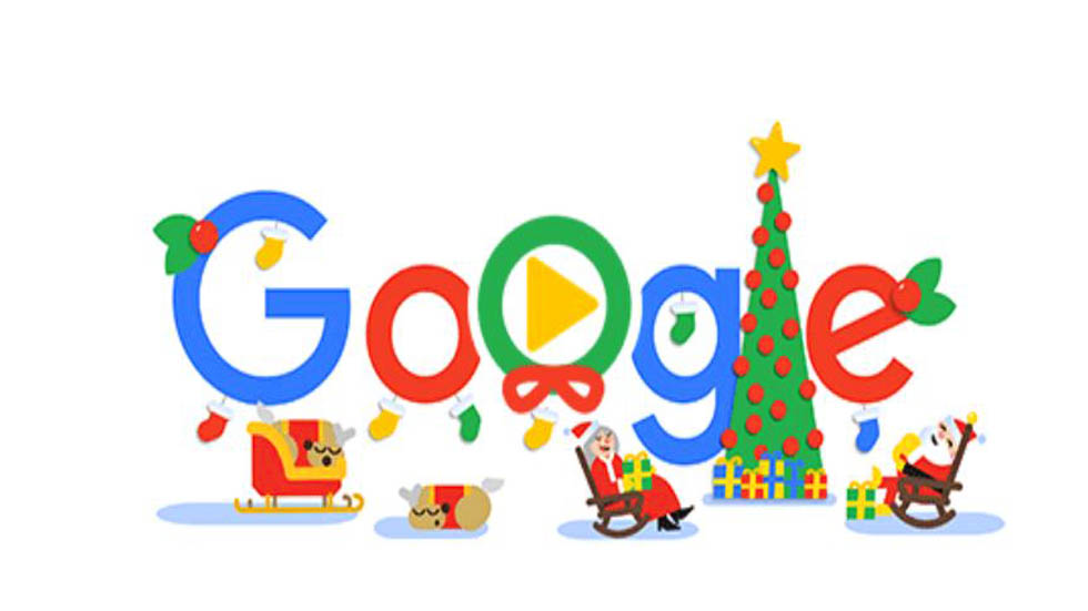 Santa y sus renos descansan en doodle de Google