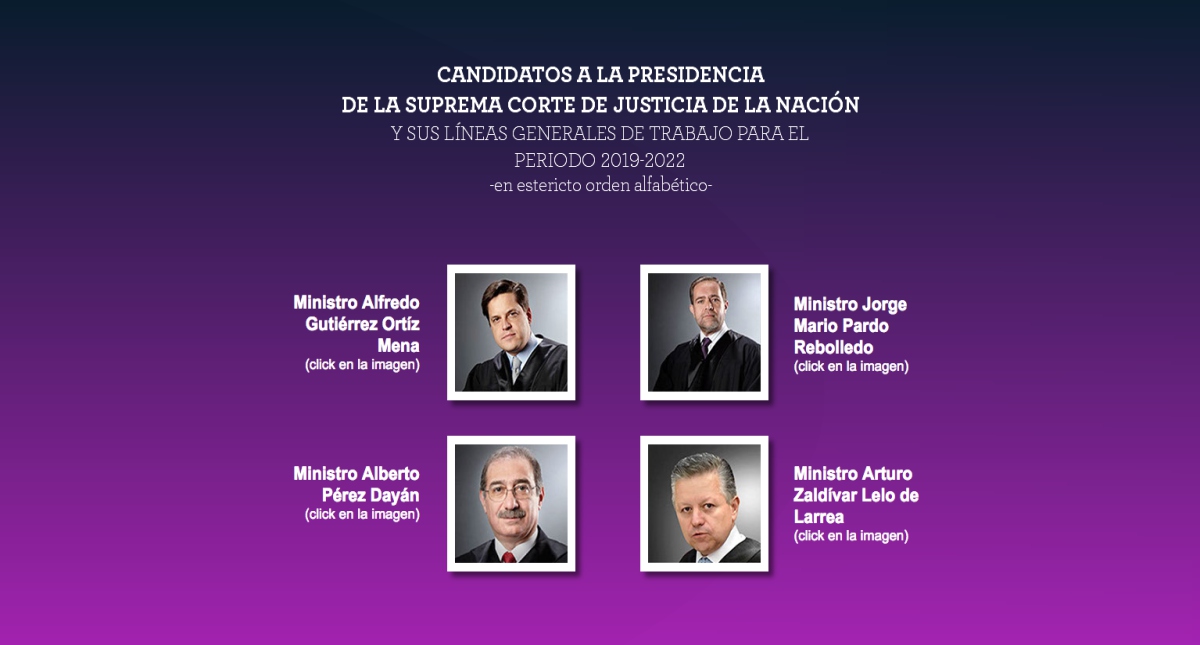 Anuncian a los candidatos a la presidencia de la SCJN