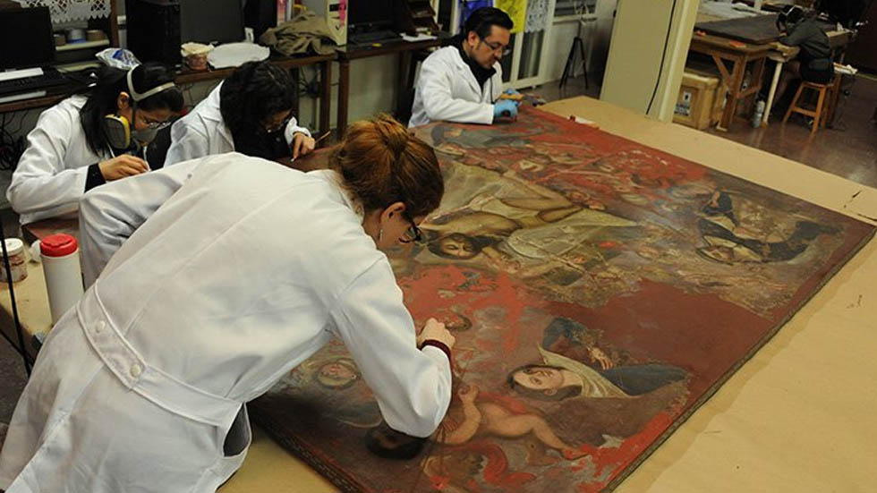 Restauran lienzo fragmentado durante el sismo de 2017 - oleo-danado-sismo