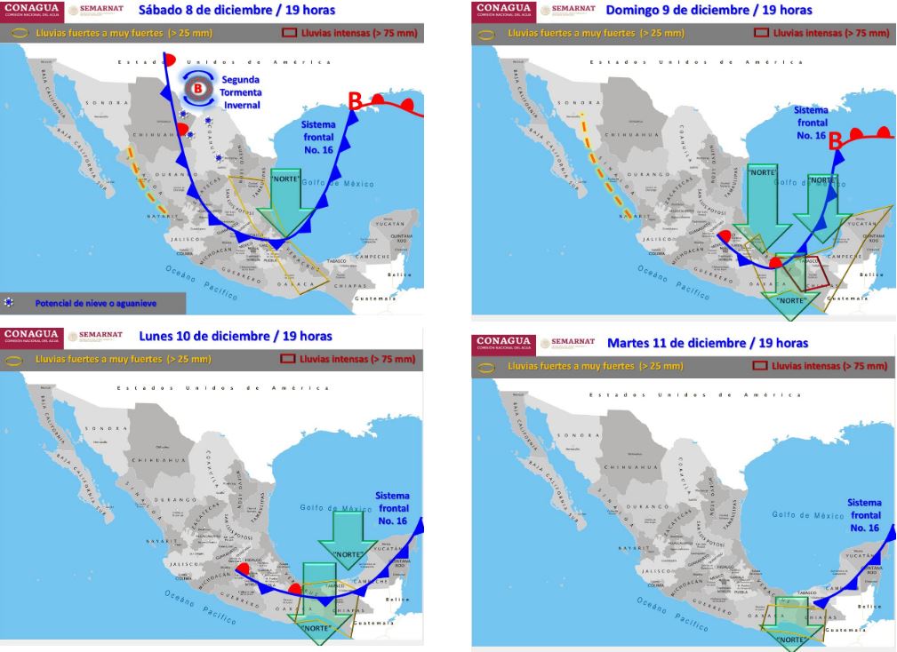 Dominarán ambiente frío y tormentas en la mayor parte del país - pronostico-9-de-diciembre-2