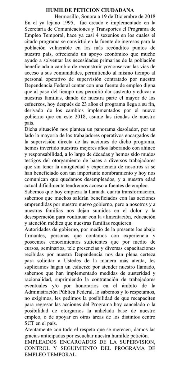 Denuncian despido de casi 500 personas en la SCT - respuesta-pet-sct