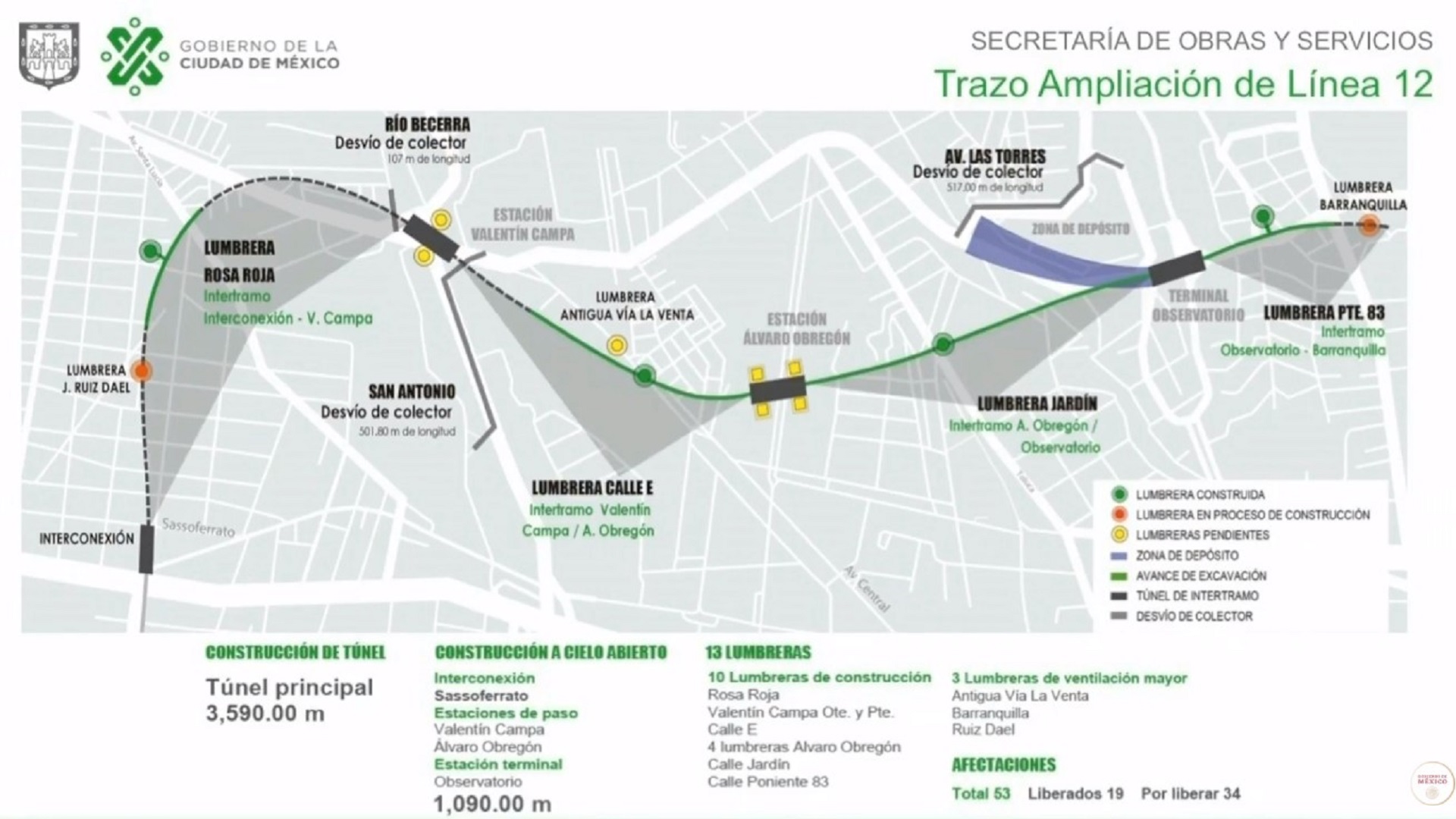 Ampliación de la Línea 12 del Metro va al 29 por ciento - trazo-de-ampliacion-de-la-l12-del-metro
