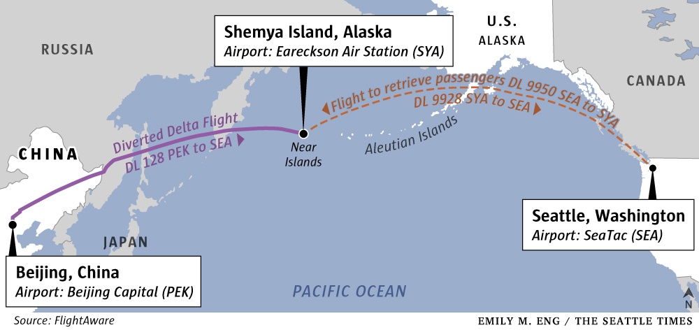 Vuelo de Delta que iba a Seattle termina en isla de Alaska - vuelo-delta-beijin-seattle