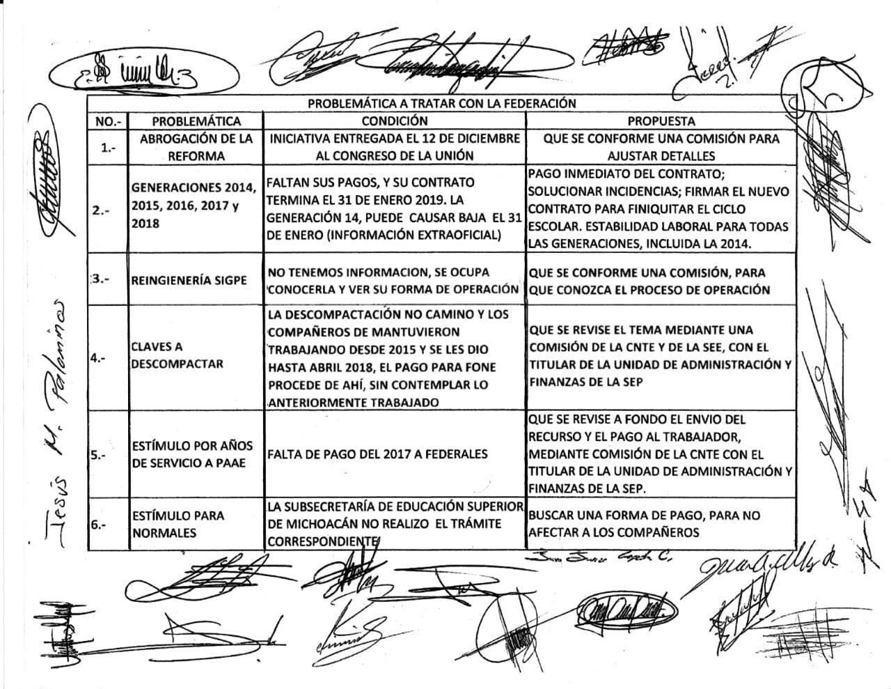 Representante federal acuerda puntos con la CNTE en Michoacán - acuerdo-michoacan