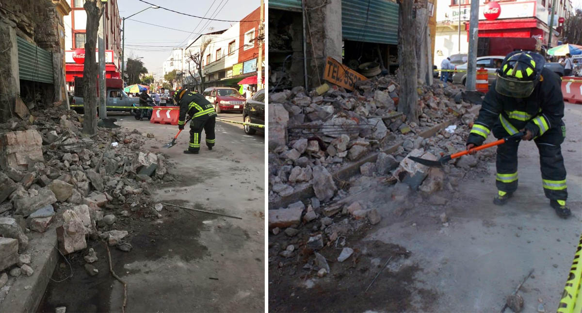 Se derrumba fachada en la colonia Morelos