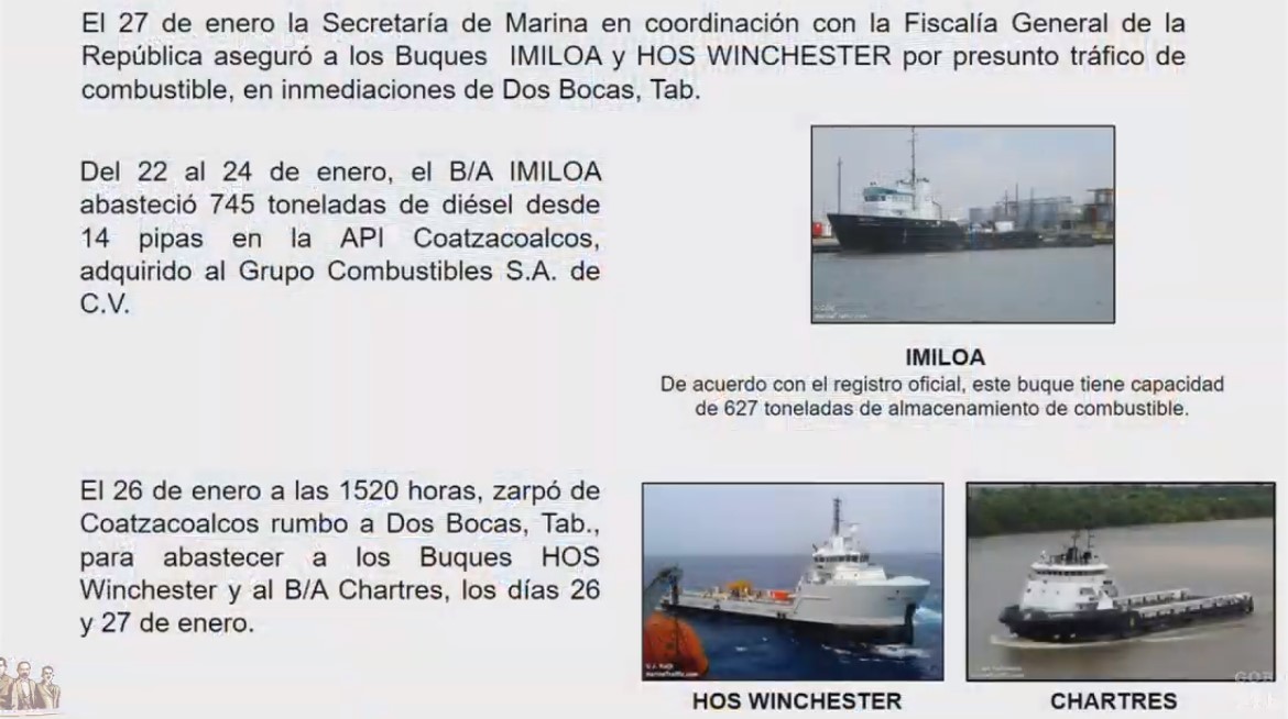 Aseguran dos buques por tráfico de diésel en Tabasco - buques-en-dos-bocas-tabasco