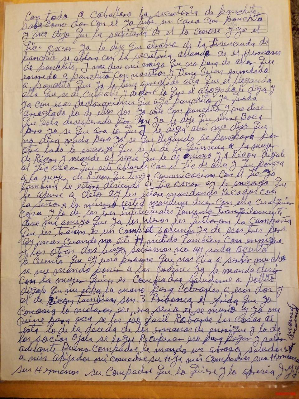 Carta del Chapo a Dámaso López "El Licenciado" - carta-chapo-diputada-2