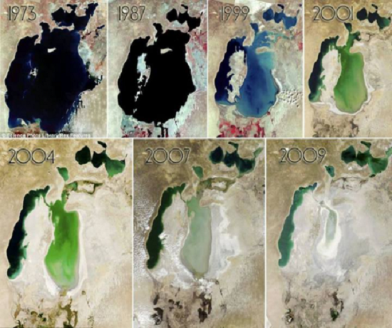Satélite retrata la conversión en dos lagos del mar de Aral - desaparicion-gradual-del-mar-aral